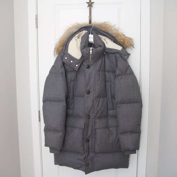 MONCLER Men's Vilaine Longline Fur-Trim Parka Size 5 (XXL) - Picture 3 of 16